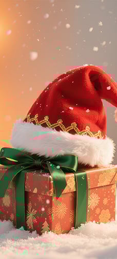 Santa Hat On Gift Box
