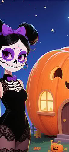 Cartoon Pumpkin House Girl