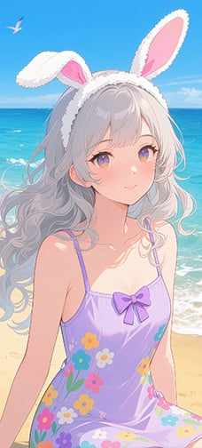 Cartoon Beach Girl Wallpaper