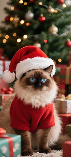 Cute Kitten In Christmas Costume