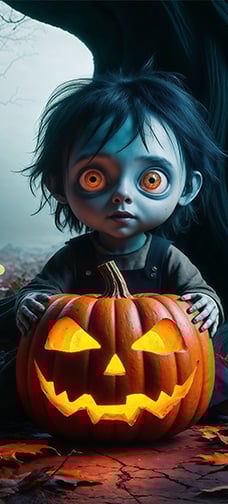 Halloween Little Boy Pumpkin Lantern