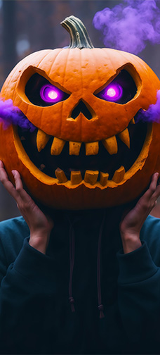 Pumpkin Head With Purple Smoke