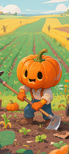 Pumpkin Gardener Planting Seeds