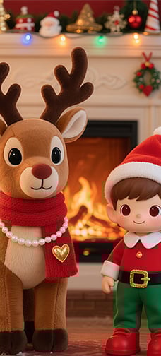Christmas Cartoon Elk Boy Wallpaper