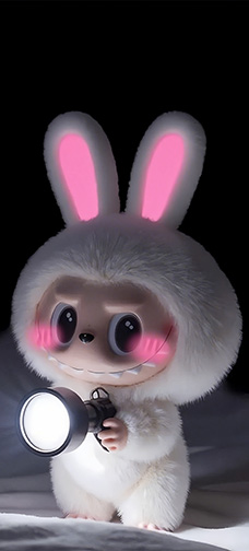 LABUBU holding flashlight in the Night