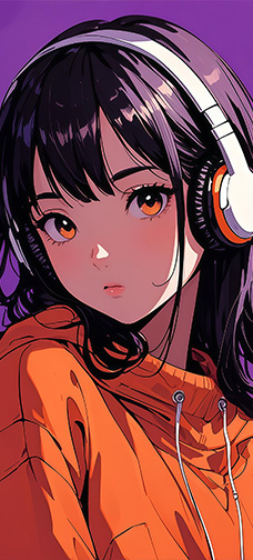 Cartoon Girl Wearing Headphones