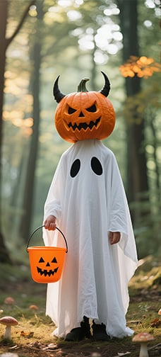 Pumpkin Dress Up Girl In The Forest