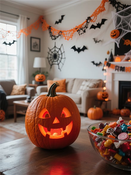 Pumpkin Head On The Dining Table