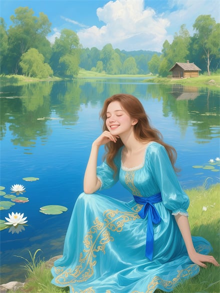 Lakeside Sweet Girl Wallpaper