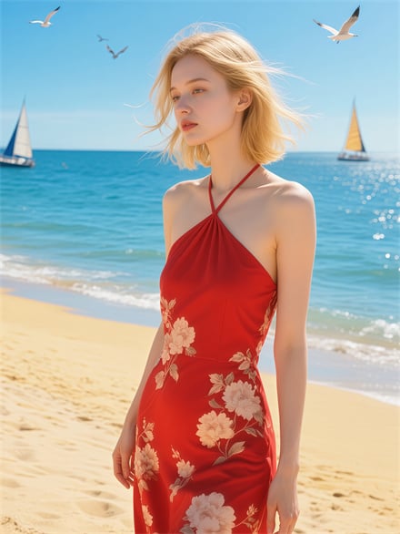 Blonde Beach Girl Wallpaper