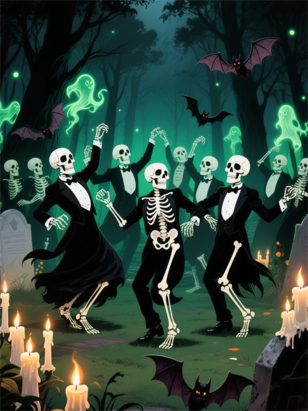 Zombie Staggering Through a Graveyard