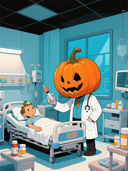Pumpkin Surgeons Operating on a Patient
