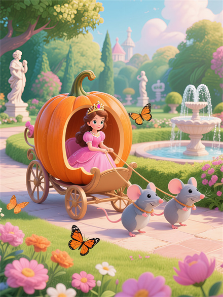 Rain-Drenched Pumpkin Coach Carrying a Princess