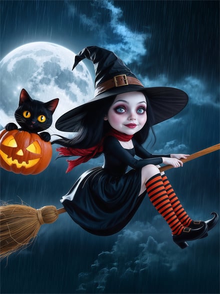 Halloween Flying Witch Wallpaper