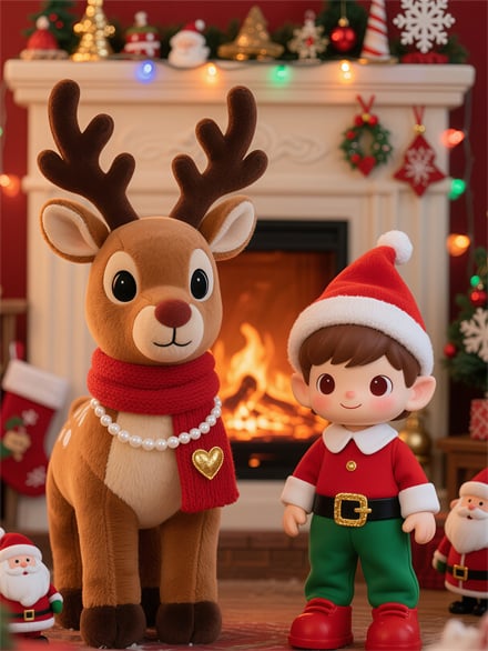 Christmas Cartoon Elk Boy Wallpaper