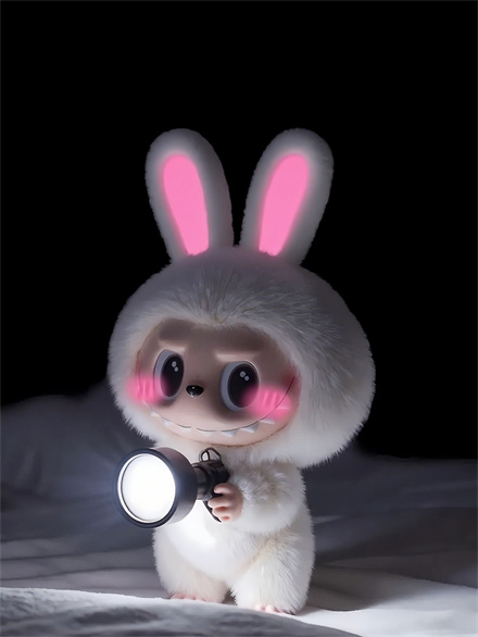 LABUBU holding flashlight in the Night