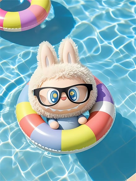LABUBU in Pool with Swim Ring