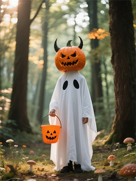 Pumpkin Dress Up Girl In The Forest